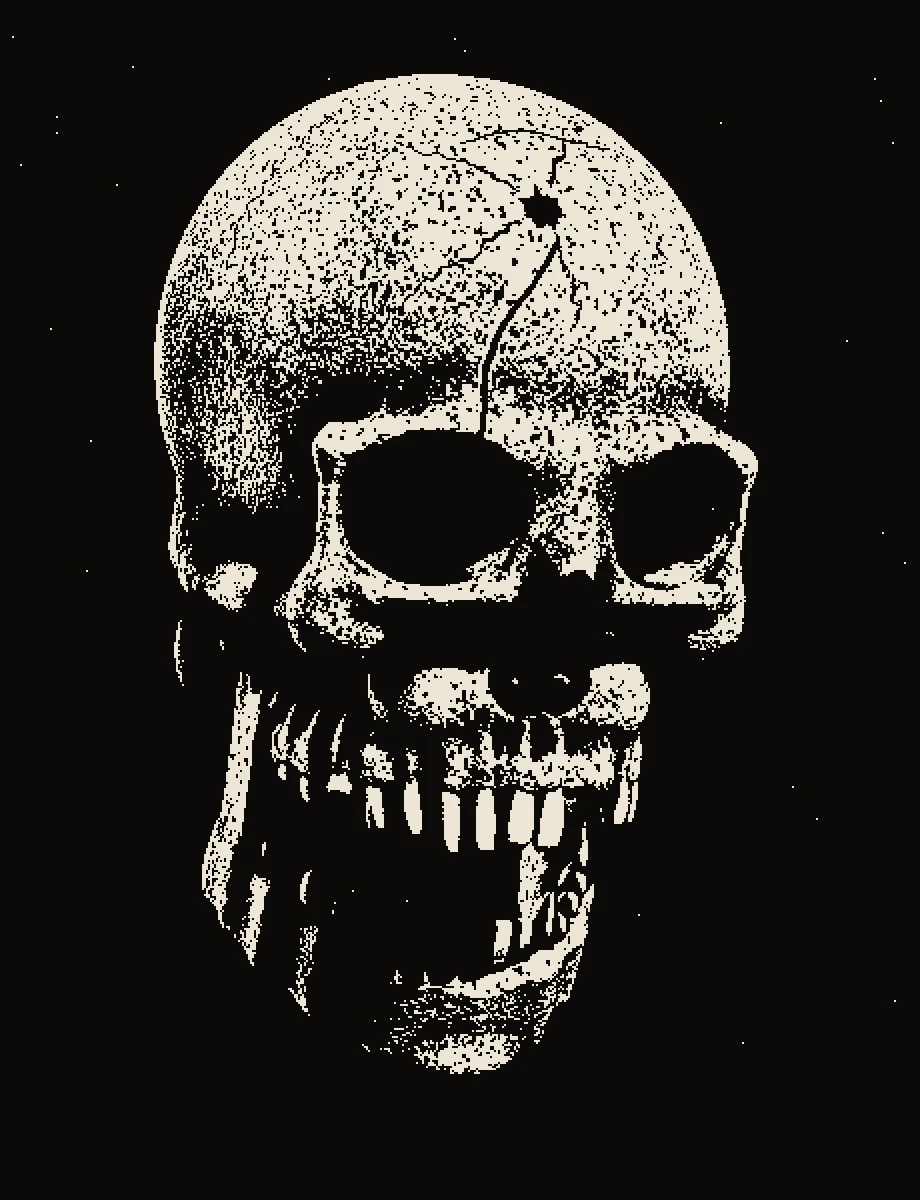 Engraved plate: a conscript's skull