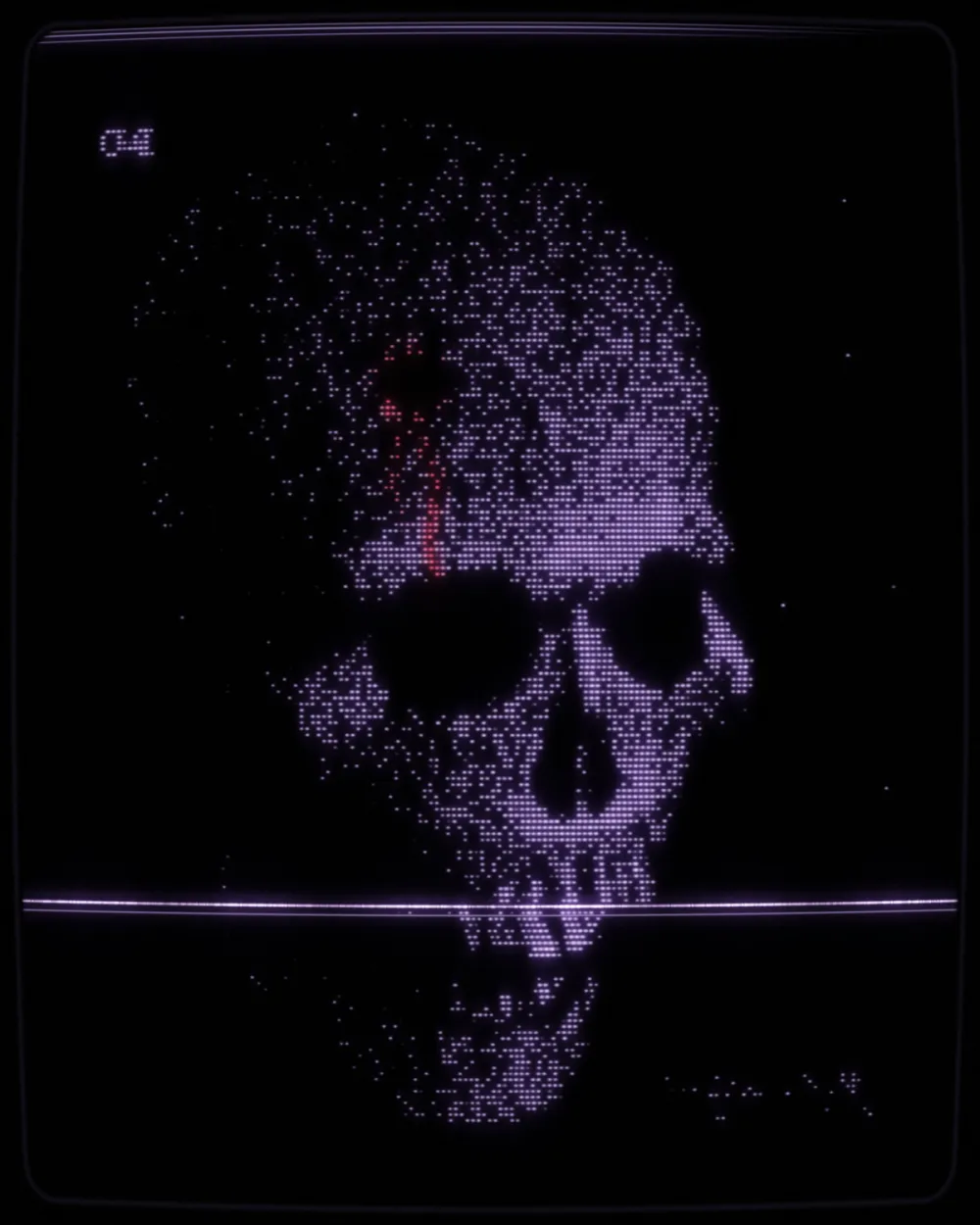 Phosphor plate: a dot-matrix skull on a curved tube